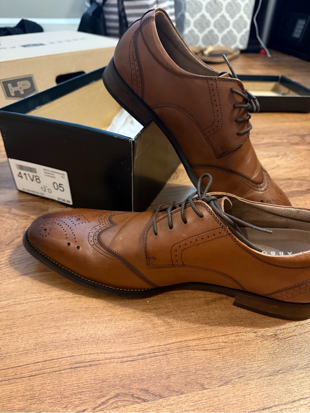 Joseph Abboud Tan Leather Wingtip Oxfords